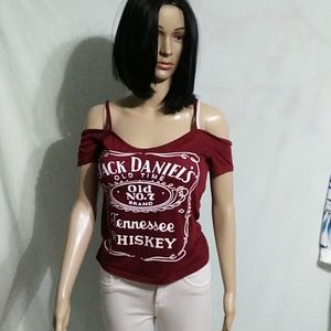 never worn Maroon and white jack Daniels shirt
